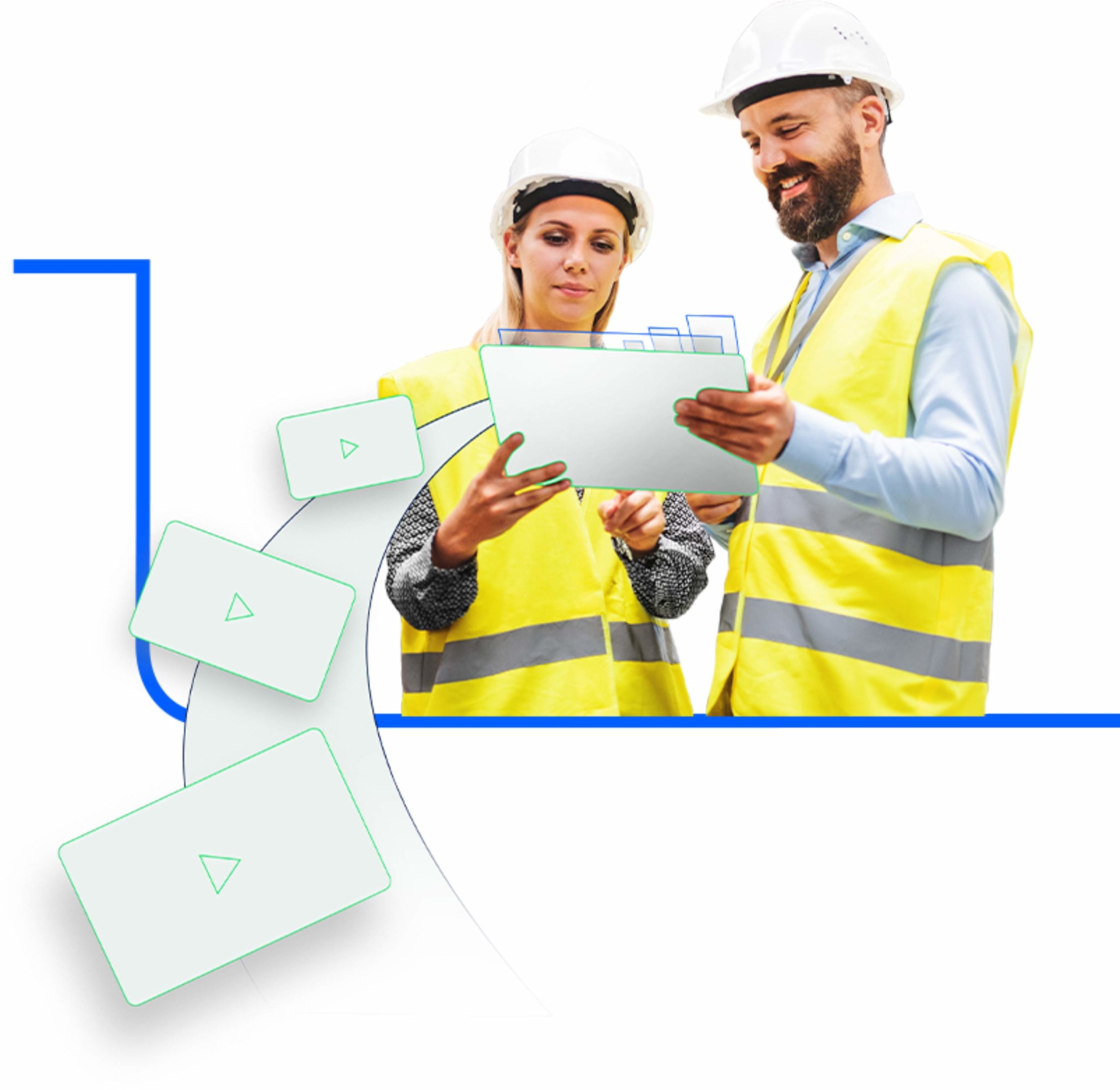 man and woman looking at safety training courses
